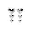 Silver Solid Triple Graduated Heart Drop Stud Earring - Adina Eden's Jewels