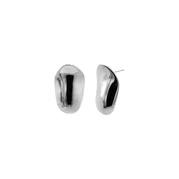 Silver Solid Pebble Stud Earring - Adina Eden's Jewels