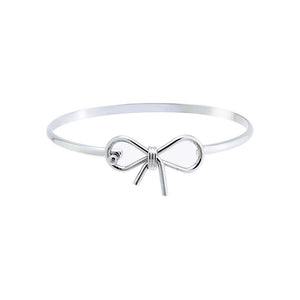 Silver Solid Bow Tie Bangle Bracelet - Adina Eden's Jewels