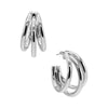Silver / 35MM Solid Triple Hollow Hoop Earring - Adina Eden's Jewels