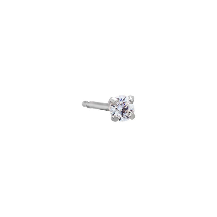 14K White Gold / 2 MM / Single Solitaire Stud Earring 14K - Adina Eden's Jewels