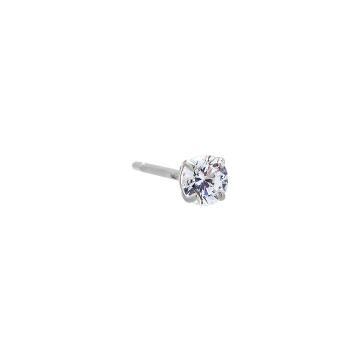 14K White Gold / 3 MM / Single Solitaire Stud Earring 14K - Adina Eden's Jewels