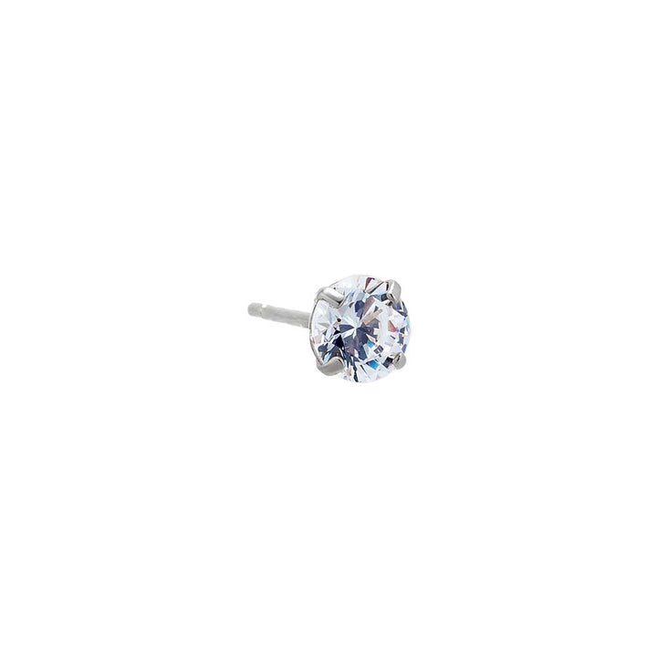 14K White Gold / 4 MM / Single Solitaire Stud Earring 14K - Adina Eden's Jewels