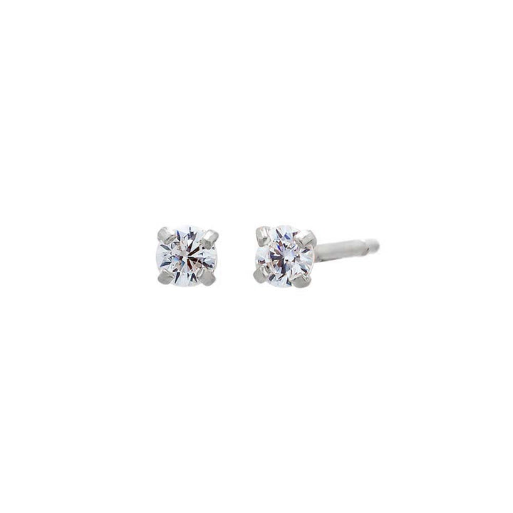 14K White Gold / 2 MM / Pair Solitaire Stud Earring 14K - Adina Eden's Jewels