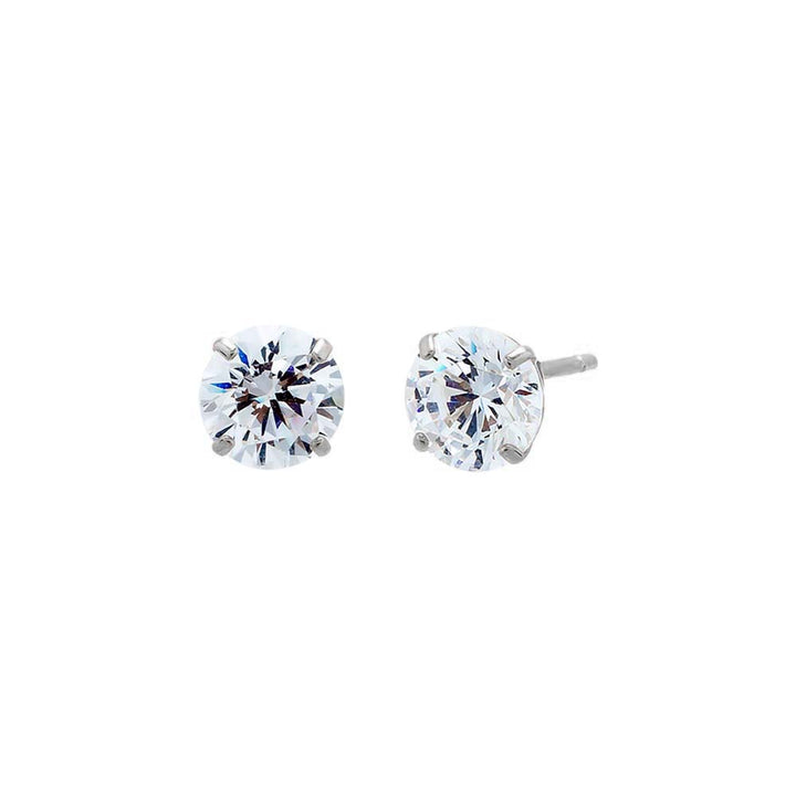 14K White Gold / 5 MM / Pair Solitaire Stud Earring 14K - Adina Eden's Jewels