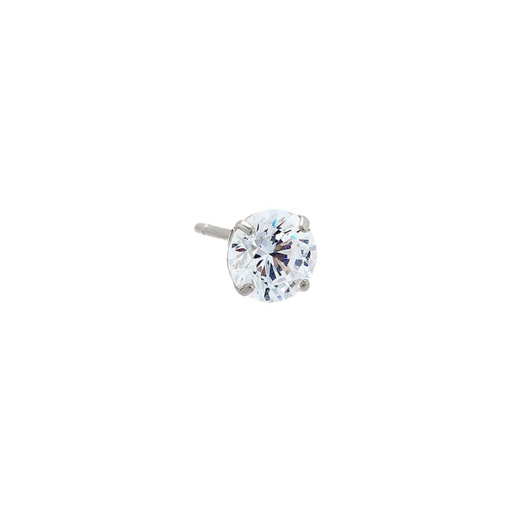 14K White Gold / 5 MM / Single Solitaire Stud Earring 14K - Adina Eden's Jewels