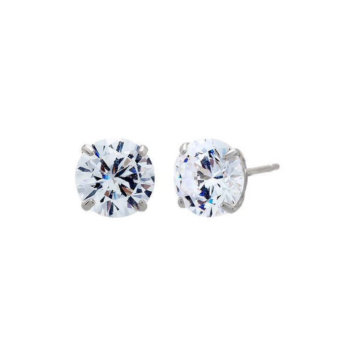 14K White Gold / 6 MM / Pair Solitaire Stud Earring 14K - Adina Eden's Jewels