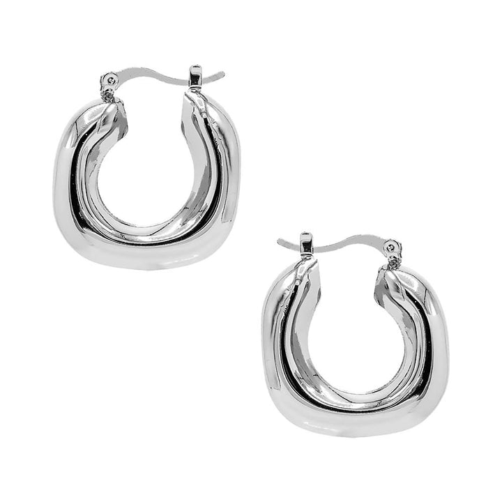 Sterling silver square hoop earrings deals
