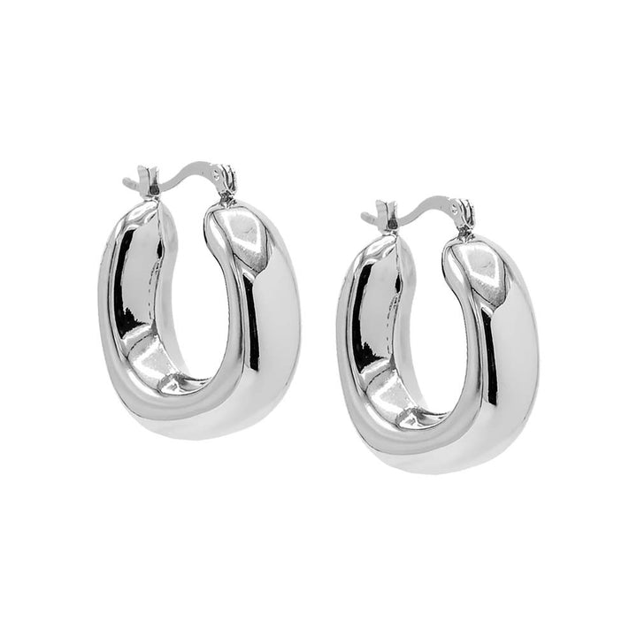 Silver Solid Wide Chunky Square Hoop Earring - Adina Eden's Jewels