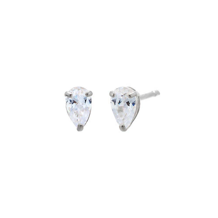 14K White Gold / Pair CZ Pear Shape Stud Earring 14K - Adina Eden's Jewels