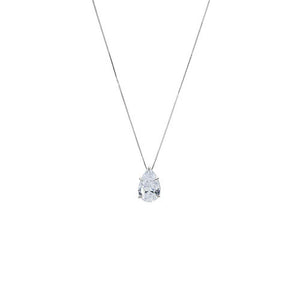 Silver Fancy Pear CZ Necklace - Adina Eden's Jewels