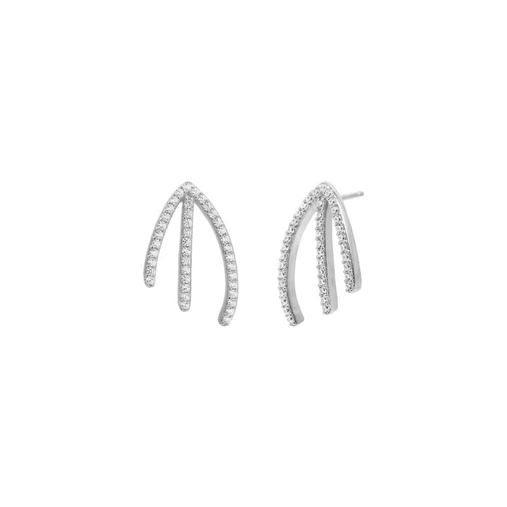 Silver Pave Triple Cage Ear Climber Earring - Adina Eden's Jewels
