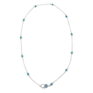 Turquoise / 18IN Colored Station Lobster Clasp Link Chain Necklace 18" - Adina Eden's Jewels