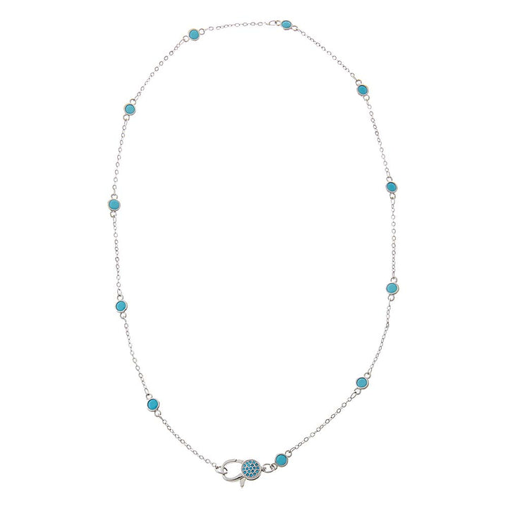 Colored Station Lobster Clasp Link Chain Necklace 18
