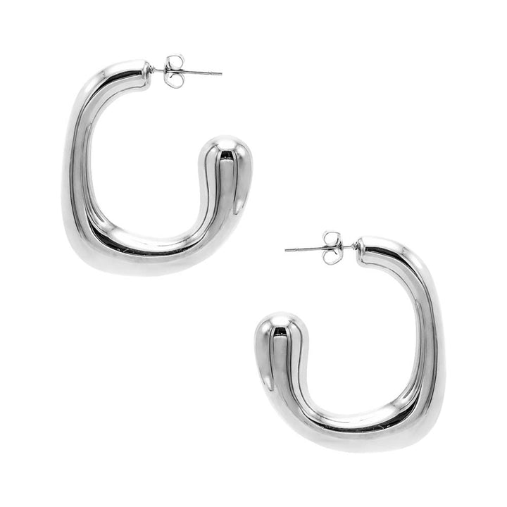 Silver Solid Open Square Hoop Earring - Adina Eden's Jewels