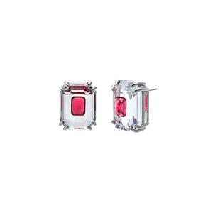 Red Colored Large Double Emerald Stud Earring - Adina Eden's Jewels