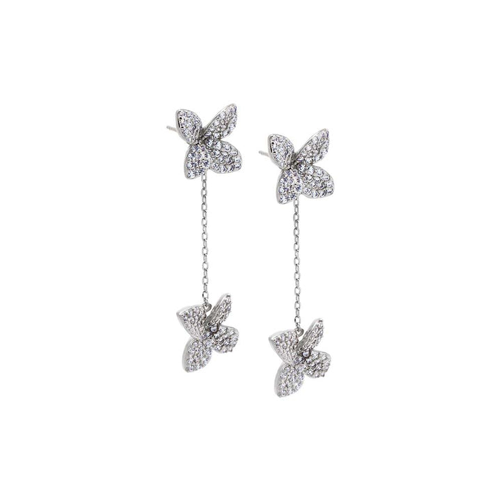 CZ Dangling Chain Flower Earring – Adina Eden