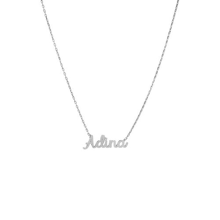 Solid 14k White Gold Script Alphabet Initial Letter O Charm Pendant Chain Necklace Secure Lobster Clasp Closure 16