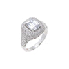 Silver / 3 CZ Emerald-Cut Pavé Dome Pinky Ring - Adina Eden's Jewels