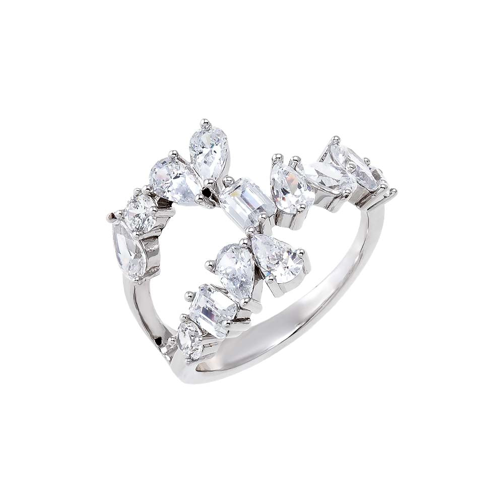 Silver / 6 Fancy Multi Shape CZ Scattered Ring - Adina Eden's Jewels