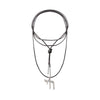 CZ Pave Shape Chai Suede Long Wrap Rope Pendant Necklace