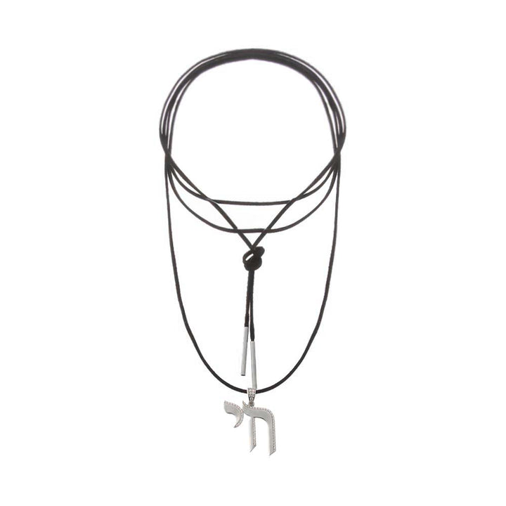 CZ Pave Shape Chai Suede Long Wrap Rope Pendant Necklace – Adina Eden