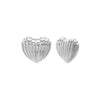 Silver Ribbed Heart Stud Earrings - Adina Eden's Jewels