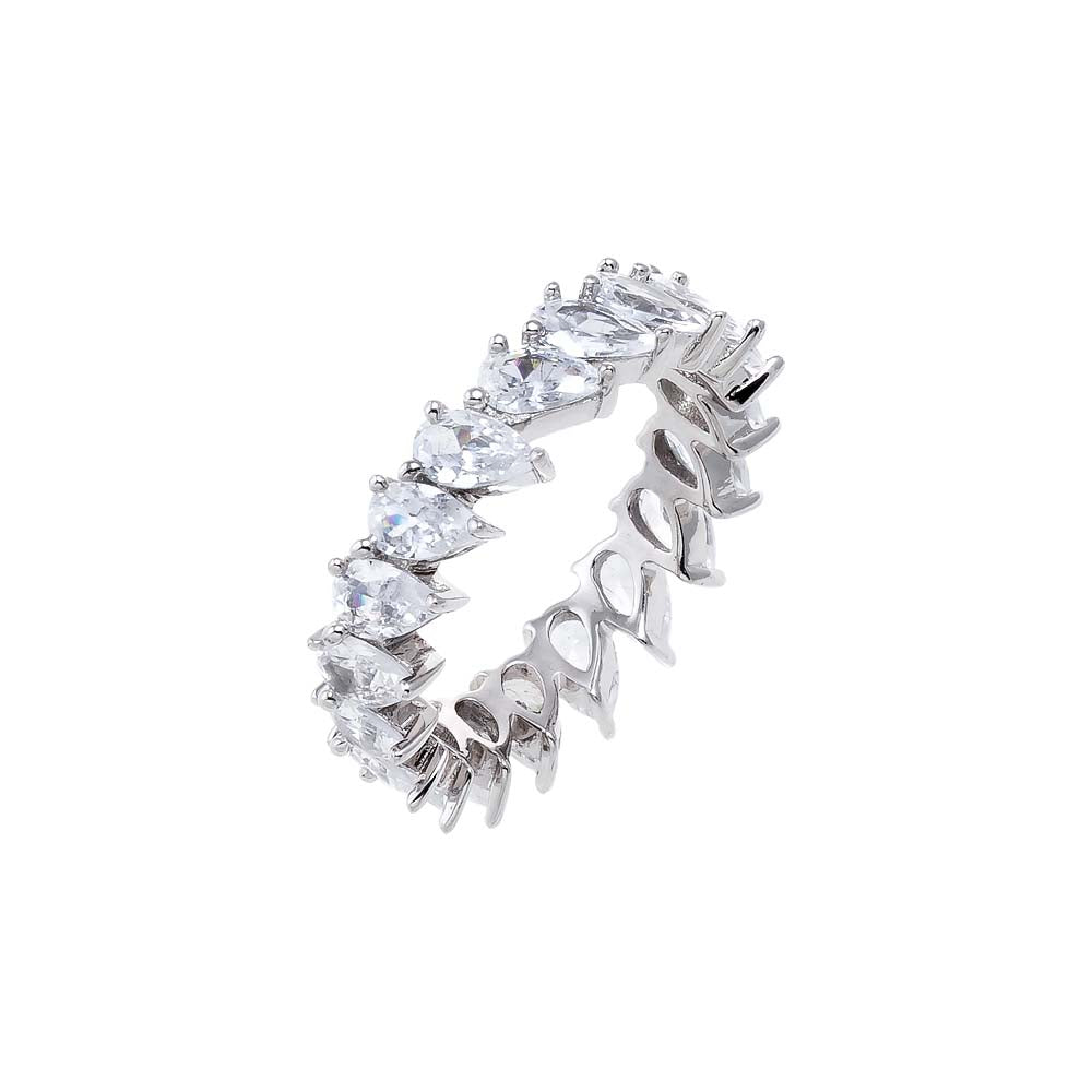 Silver / 6 Curved CZ Multi Pear Eternity Ring - Adina Eden's Jewels