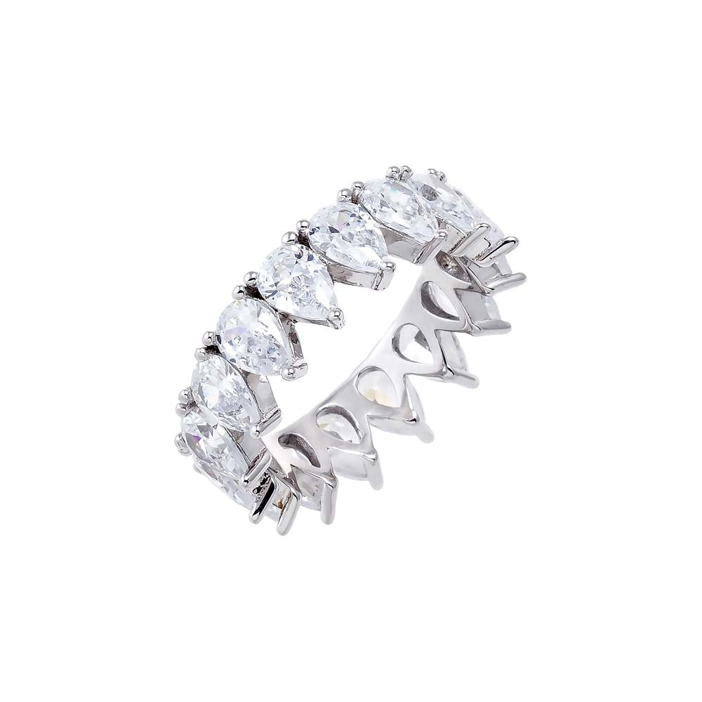 Silver / 6 CZ Multi Pear Eternity Ring - Adina Eden's Jewels