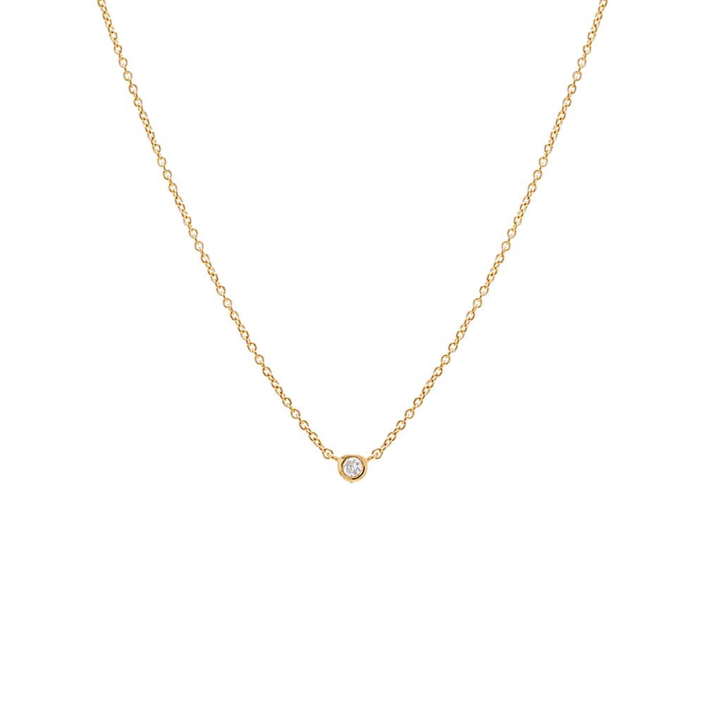 14K Gold Diamond Tiny Bezel Necklace 14K - Adina Eden's Jewels