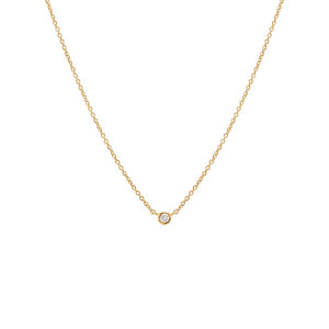 14K Gold Diamond Tiny Bezel Necklace 14K - Adina Eden's Jewels