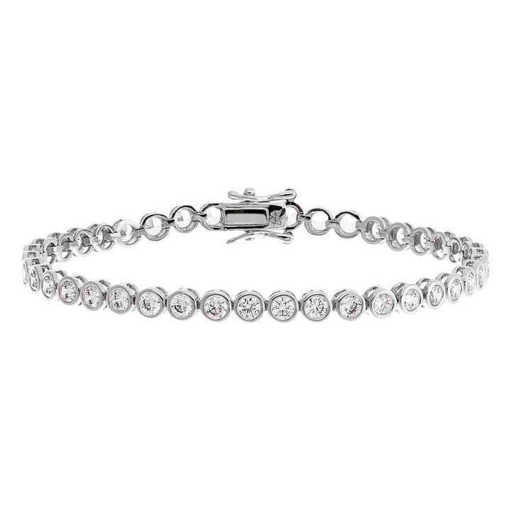 Silver / 6.5" / 3MM Bezel Tennis Bracelet - Adina Eden's Jewels