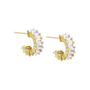 Gold Mini CZ Baguette Hoop Earring - Adina Eden's Jewels