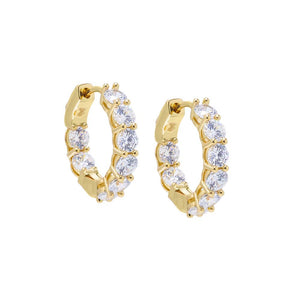 Gold Mini Fancy Tennis Hoop Earring - Adina Eden's Jewels
