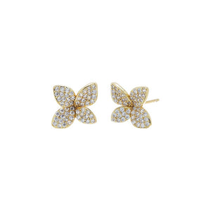Gold Pave Fancy Flower Stud Earring - Adina Eden's Jewels