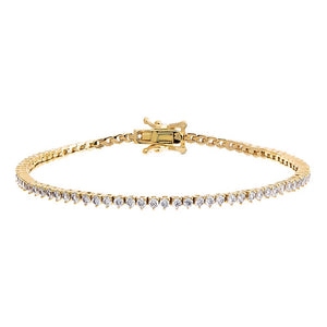 Gold / 6.5" / 2MM Thin Three Prong Tennis Bracelet - Adina Eden's Jewels