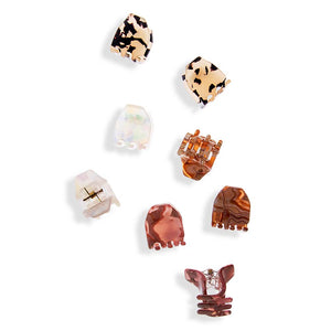 White Soft Marble Mini Claw Clip Set (Pearl, Tortoise & Blush) - Adina Eden's Jewels