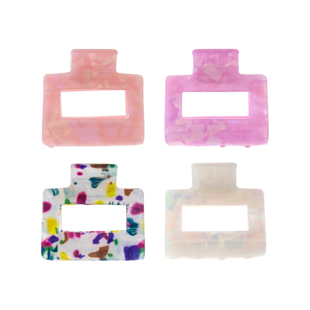 Multi Color Iridescent Rectangle Claw Clip Set - Adina Eden's Jewels