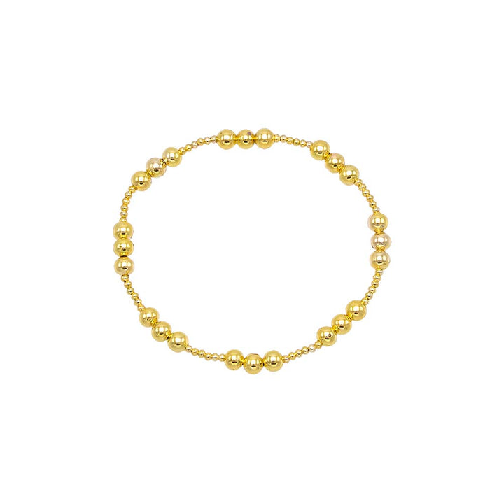 Gold / 5MM Small & Large Beaded Ball Stretch Bracelet - Adina Eden's Jewels