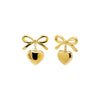  Solid Bow Tie Dangling Heart Stud Earring - Adina Eden's Jewels