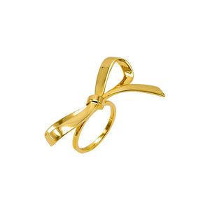 Gold / 7 Solid Bow Tie Ring - Adina Eden's Jewels