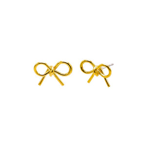 Gold Solid Bow Tie Stud Earring - Adina Eden's Jewels