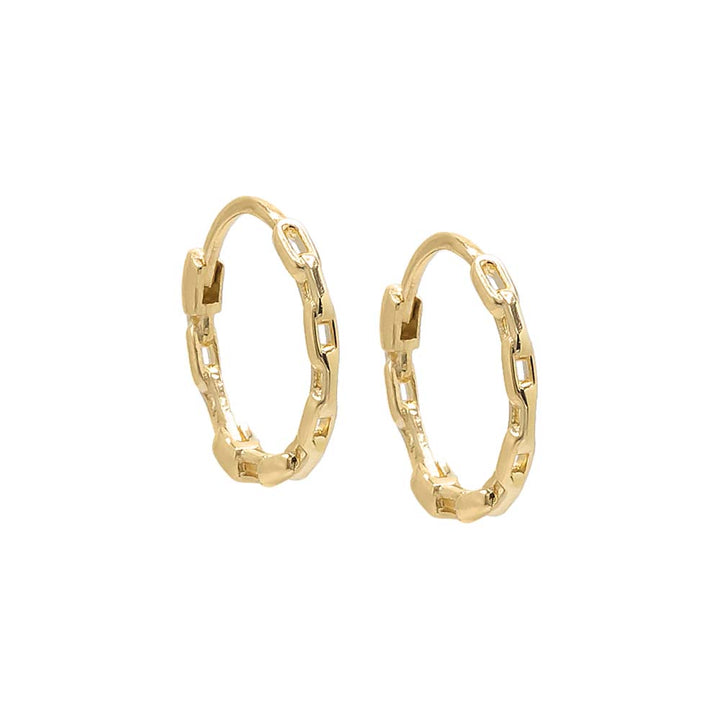 14K Gold / Pair Solid Chain Link Huggie Earring 14K - Adina Eden's Jewels