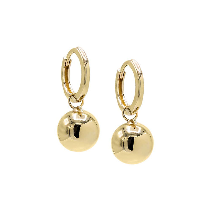 14K Gold Solid Dangling Ball Huggie Earring 14K - Adina Eden's Jewels