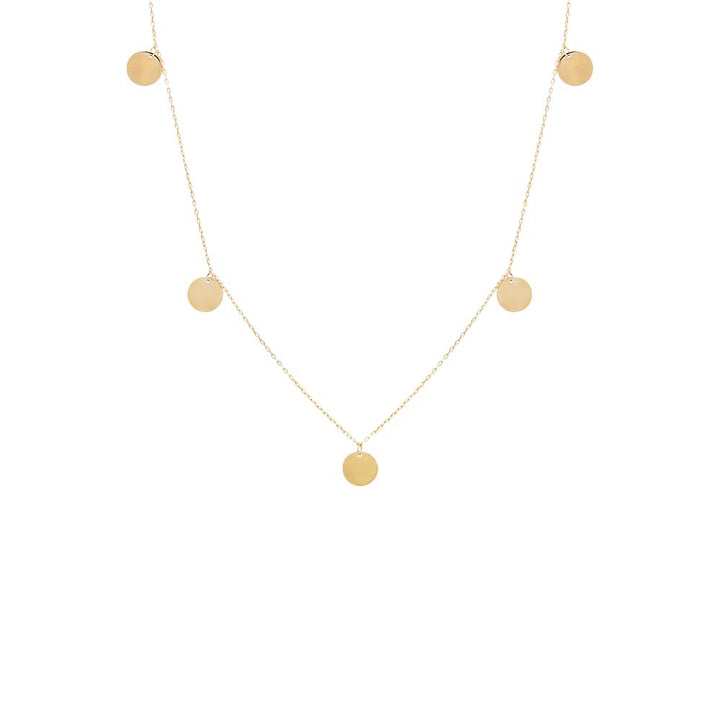 14K Gold Solid Dangling Discs Necklace 14K - Adina Eden's Jewels