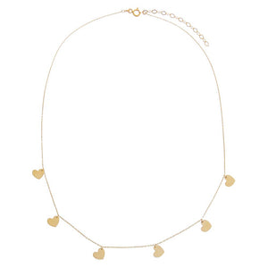  Kids Solid Dangling Hearts Necklace 14K - Adina Eden's Jewels