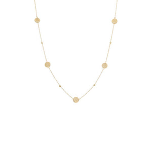 14K Gold Solid Embedded Discs Beaded Chain Necklace 14K - Adina Eden's Jewels