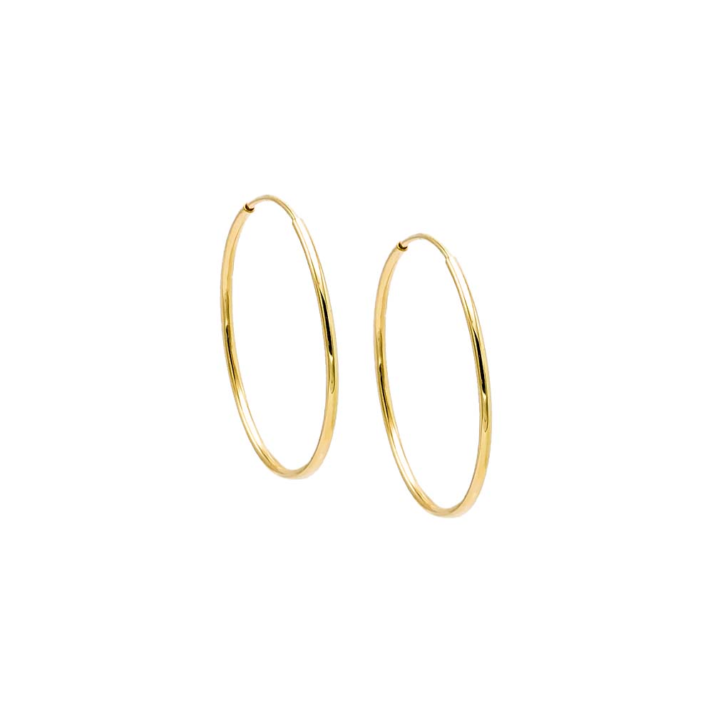 14K Yellow Gold Bujukan Diamond Classic Hoop Earrings in size 30mm 14K Yellow Gold Bujukan Diamond Classic Hoop Earrings in size 30mm