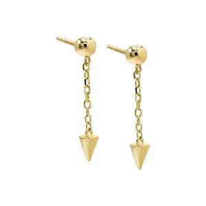 Gold / Pair Solid Ball X Spike Drop Chain Stud Earring - Adina Eden's Jewels