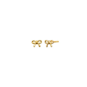 14K Gold / Pair Solid Mini Bow Stud Earring 14K - Adina Eden's Jewels